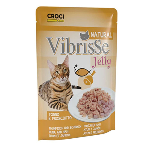 Влажный корм VIBRISSE JELLY для кошек, тунец и куриная ветчина в желе, 70 г