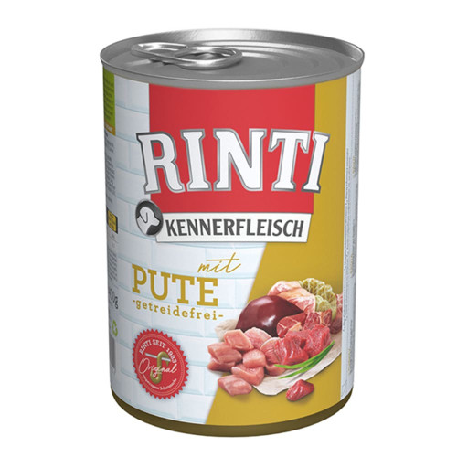 Беззерновой влажный корм Rinti Kennerfleisch mit Pute для собак, индейка, 400 г