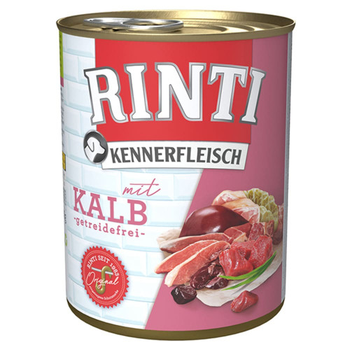Беззерновой влажный корм Rinti Kennerfleisch mit Kalb для собак, телятина, 800 г