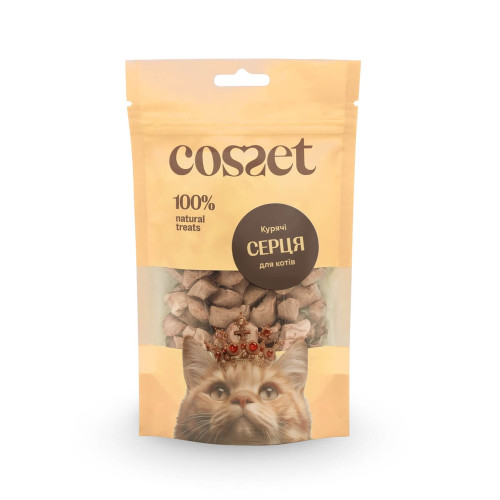 Ласощі Cosset для котів, ліофілізовані курячі серця, 40 г