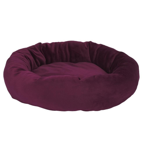 Лежак-пончик AnimAll Luna для кошек и собак, бордовый, размер М, 65×65×20 см