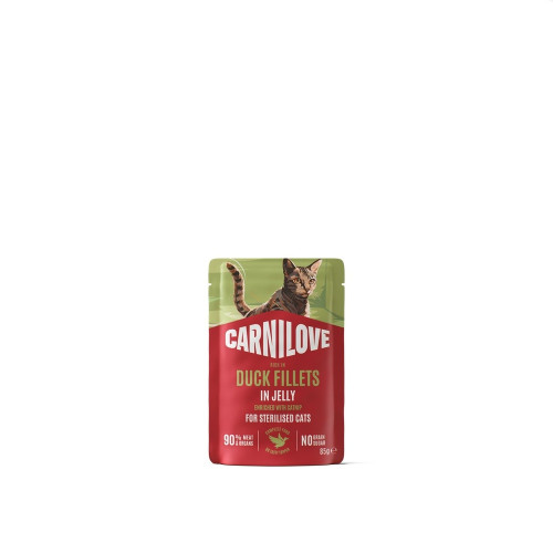 Вологий корм Carnilove Jelly Duck with Catnip Sterilised для стерилізованих котів, качка і котяча м'ята, в желе, 85 г