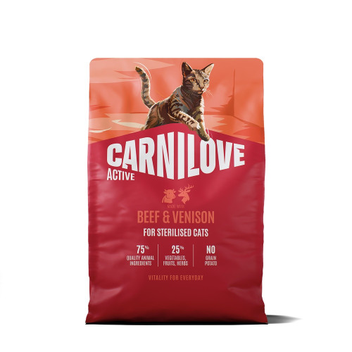 Сухий корм Carnilove Active Beef & Venison Sterilised для стерилізованих котів, яловичина та оленина, 2 кг