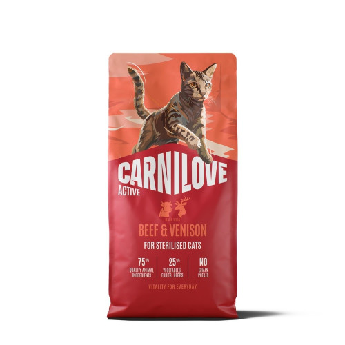Сухий корм Carnilove Active Beef & Venison Sterilised для стерилізованих котів, яловичина та оленина, 6 кг