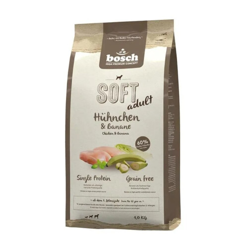 Напіввологий корм Bosch Soft Adult Chicken & Banana для дорослих собак, курка з бананом, 1 кг