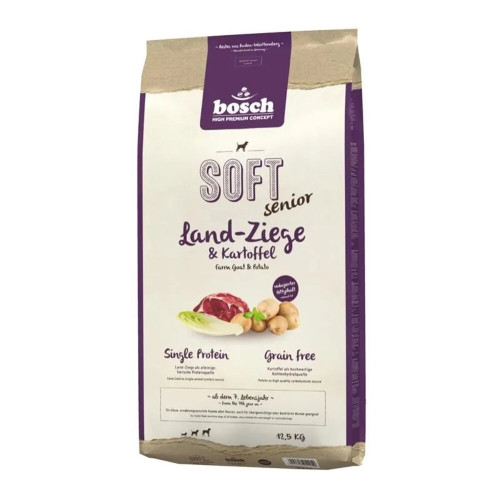 Напіввологий корм Bosch Soft Senior Country Goat & Potato для літніх собак, коза з картоплею, 12.5 кг
