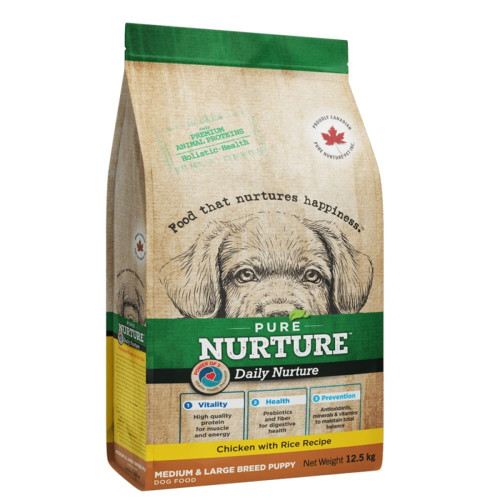 Сухий корм Pure Nurture Daily Power of 3 Chicken with Rice Puppies Medium & Large Breed для цуценят середніх та великих порід, з куркою та рисом, 12.5 кг