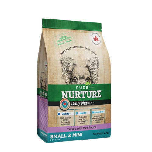 Сухий корм Pure Nurture Daily Power of 3 Turkey with Rice Small & Mini Adult для дорослих собак малих та дрібних порід, з індичкою та рисом, 2 кг
