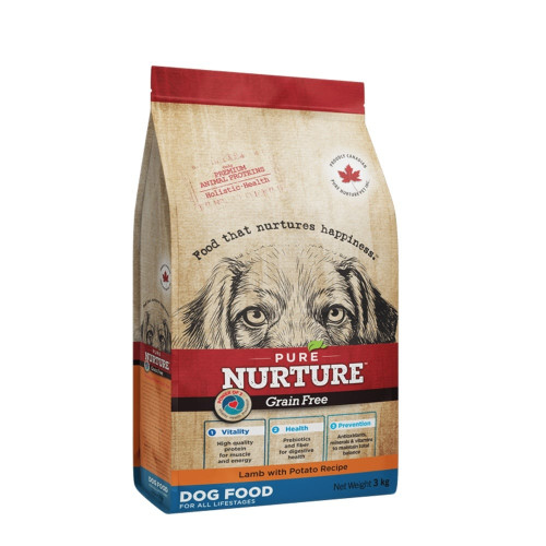 Сухий корм Pure Nurture Grain Free Power of 3 Lamb with Potato All Lifestages Dog для собак на всіх стадіях життя, з ягням та картоплею, 3 кг