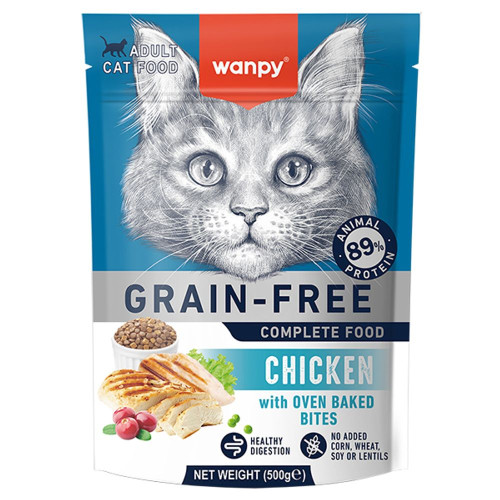 Беззерновий сухий корм Wanpy Adult Cat Grain Free Chicken для дорослих котів, курка, 500 г
