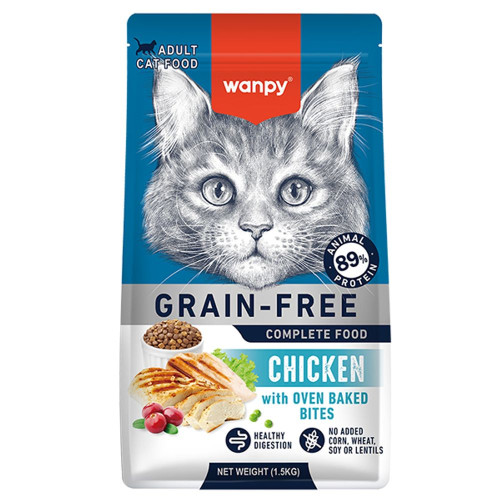 Беззерновий сухий корм Wanpy Adult Cat Grain Free Chicken для дорослих котів, курка, 1.5 кг