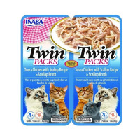 Вологий корм Inaba Twin Packs для котів, тунець з куркою в бульйоні з гребінців, 2×40 г Вологий корм Inaba Twin Packs для котів, тунець з куркою в бульйоні з гребінців, 2×40 г