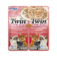 Влажный корм Inaba Twin Packs для кошек, тунец с курицей в тунцовом бульоне, 2×40 г Влажный корм Inaba Twin Packs для кошек, тунец с курицей в тунцовом бульоне, 2×40 г