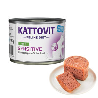 Влажный корм Kattovit Veterinary Sensitive Turkey для кошек с пищевой непереносимостью, беззерновой, диетический, индейка, 0.185 кг