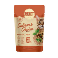 Влажный корм Araton Adult Cats All Breeds with Salmon and Chicken для взрослых кошек, лосось с курицей, 85 г Влажный корм Araton Adult Cats All Breeds with Salmon and Chicken для взрослых кошек, лосось с курицей, 85 г