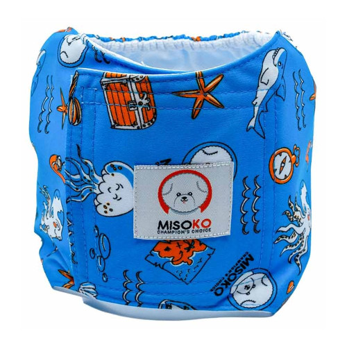 Підгузки Misoko&Co для собак (кобелів), багаторазові, з восьминогом, сині, розмір M, 1 шт