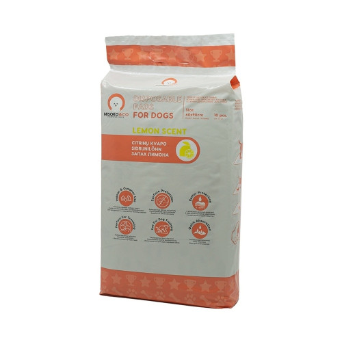 Пелюшки Misoko&Co для собак, одноразові, цуценята та лапки, аромат лимону, 60×90 см, 10 шт