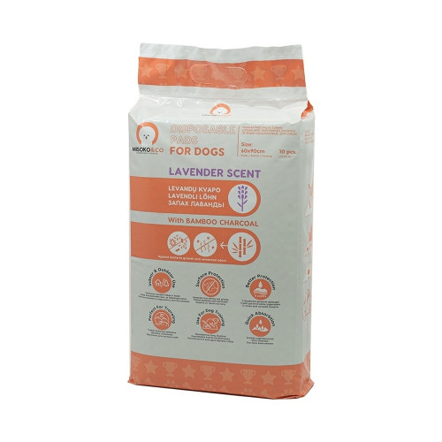 Пелюшки Misoko&Co для собак, одноразові, з вугіллям, аромат лаванди, 60×90 см, 10 шт