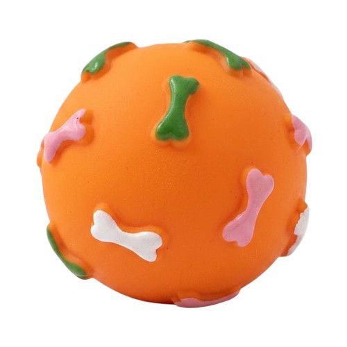 Іграшка Misoko&Co для собак, м'яч з кісточками, вініл, помаранчевий, 7.6 см
