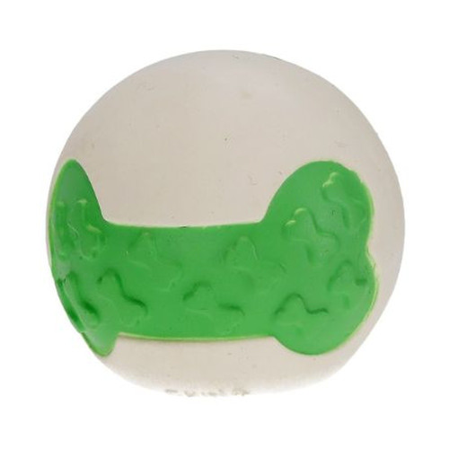 Іграшка Misoko&Co для собак, м'яч з кісточками, латекс, зелений/білий, 6.35 см