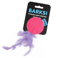 Іграшка Barksi для котів, з дзвіночком і пір’ям, м’яч, рожевий Іграшка Barksi для котів, з дзвіночком і пір’ям, м’яч, рожевий