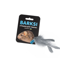 Игрушка Barksi для кошек, с колокольчиком и перьями, мышка Игрушка Barksi для кошек, с колокольчиком и перьями, мышка