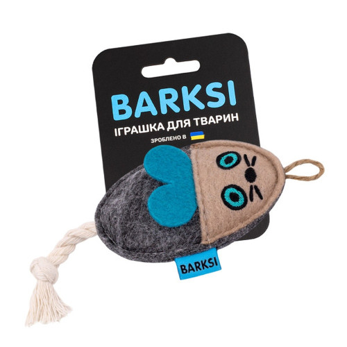 Іграшка Barksi для котів, з канатом, миша, сіра