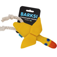 Игрушка Barksi для собак, дентальная, с пищалкой и канатом, утенок, желтый