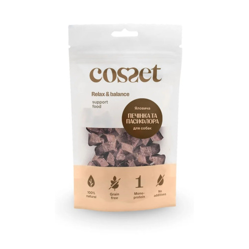 Ласощі Cosset для собак, ліофілізована яловича печінка та пасифлора, 40 г