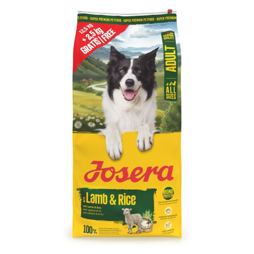 Сухий корм Josera для дорослих собак усіх порід, ягня з рисом, 12.5 + 2.5 кг