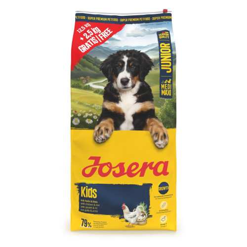 Сухий корм Josera Kids Junior для цуценят, з птахом, кукурудзою і рисом, 12.5 + 2.5 кг