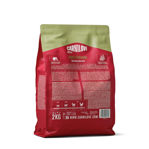 Сухий корм Carnilove Active Duck & Pheasant Sterilised для стерилізованих котів, качка і фазан, 2 кг