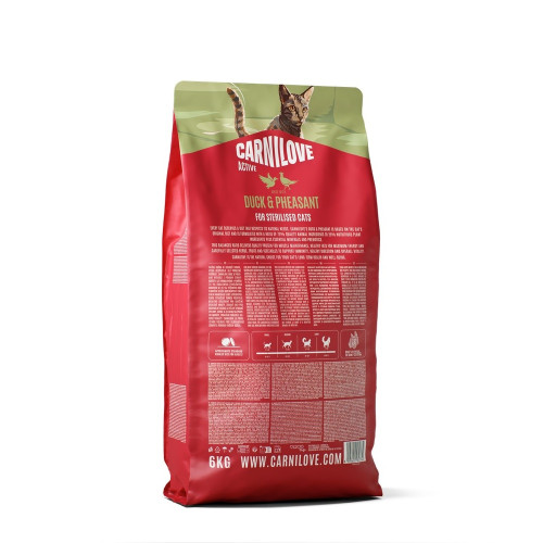 Сухий корм Carnilove Active Duck & Pheasant Sterilised для стерилізованих котів, качка і фазан, 6 кг