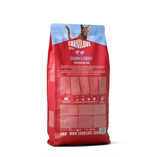 Сухий корм Carnilove Active Salmon & Turkey Sterilised для стерилізованих котів, лосось та індичка, 6 кг