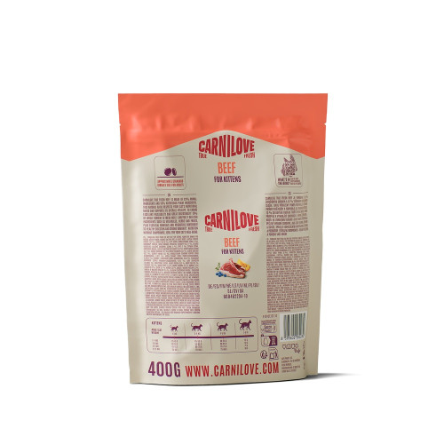 Сухий корм Carnilove True Fresh Beef Kitten для кошенят, яловичина, 400 г