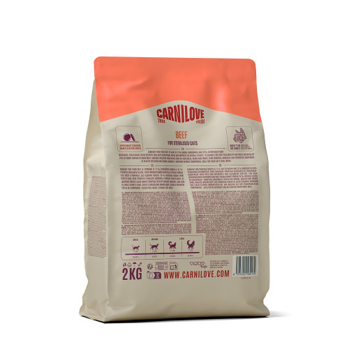 Сухий корм Carnilove True Fresh Beef Sterilised для стерилізованих котів, яловичина, 2 кг