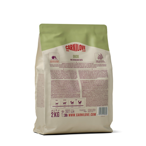 Сухий корм Carnilove True Fresh Duck Sterilised для стерилізованих котів, качка, 2 кг