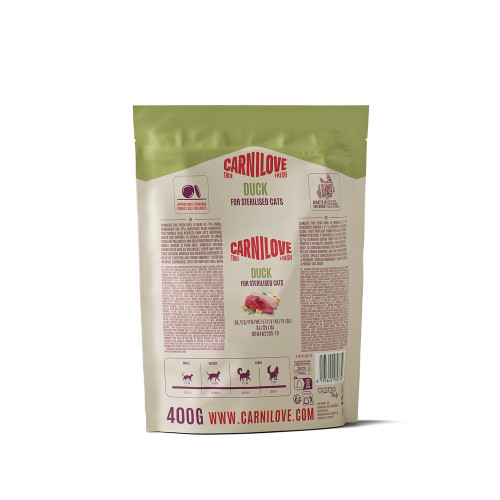 Сухий корм Carnilove True Fresh Duck Sterilised для стерилізованих котів, качка, 400 г