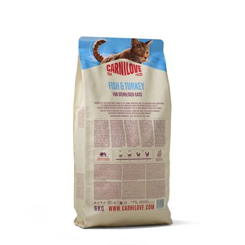 Сухой корм Carnilove True Fresh Fish & Turkey Sterilised для стерилизованных кошек, рыба и индейка, 6 кг