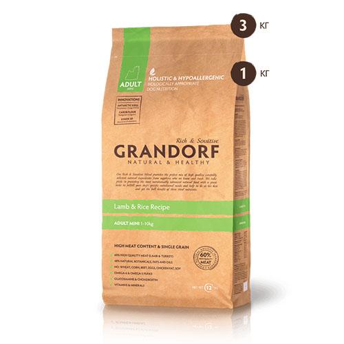 Сухий корм Grandorf Lamb & Rice Mini для дорослих собак малих порід, з ягням і рисом, 3 кг