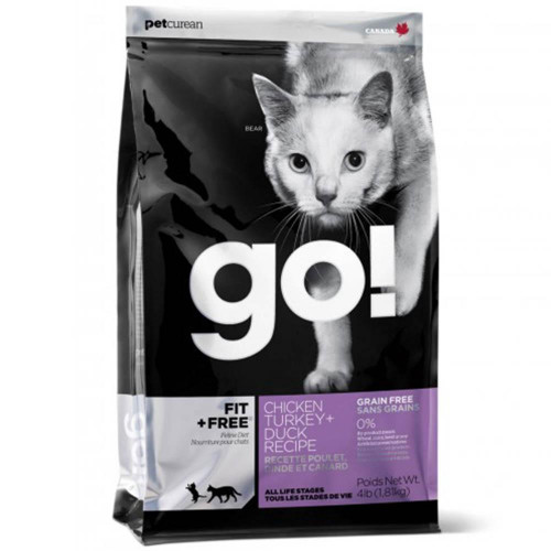 Беззерновой корм GO! Fit + Free для котят и кошек, с курицей, индейкой, уткой и лососем, 1.81 кг