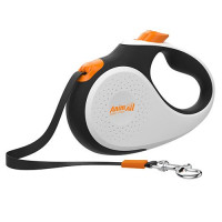 Рулетка-поводок AnimAll Deluxe ХS для собак до 12 кг/3 метра, бело-черный/оранжевый Рулетка-поводок AnimAll Deluxe ХS для собак до 12 кг/3 метра, бело-черный/оранжевый