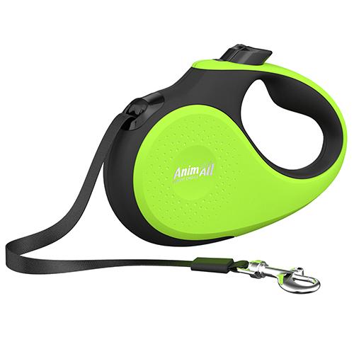 Рулетка-поводок AnimAll Deluxe ХS для собак до 12 кг/3 метра, салатовый-черный