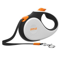 Рулетка-поводок AnimAll Deluxe S для собак до 15 кг/5 метров, Бело-черный/оранжевый Рулетка-поводок AnimAll Deluxe S для собак до 15 кг/5 метров, Бело-черный/оранжевый