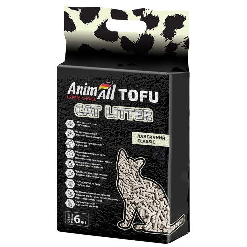 Соєвий наповнювач AnimAll Tofu Classic без аромату, для котів, 6 літрів (2,6 кг)