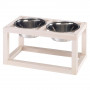 Ferplast Desco Wood 05 KC57 деревянные подстаканники со стальными мисками для кошек и собак, 36x18,2x25 см