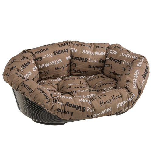 Пластиковий лежак Ferplast Sofa 10 Cities в комплекті з подушкою для собак і котів, 91×71×32 см