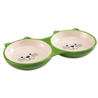 Ferplast Izar двойная керамическая миска для кошек с рисунком, 21,5x12x2,5 см