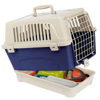 Переноска Ferplast Carrier Atlas 10 Open Organizer для кошек, собак и грызунов, бело-синяя, 48×33×34 см