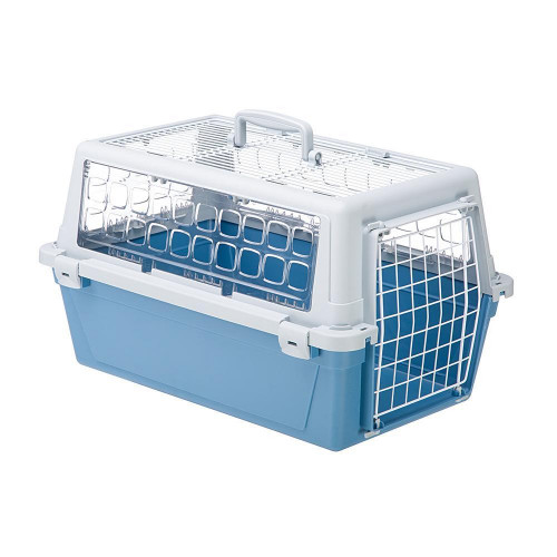 Переноска Ferplast Carrier Atlas 10 Trendy Open для кошек и собак, бело-голубая, 32.5×48×29 см